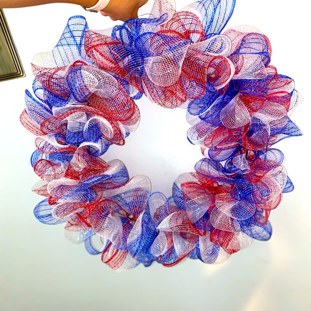 Homemade patriotic wreath